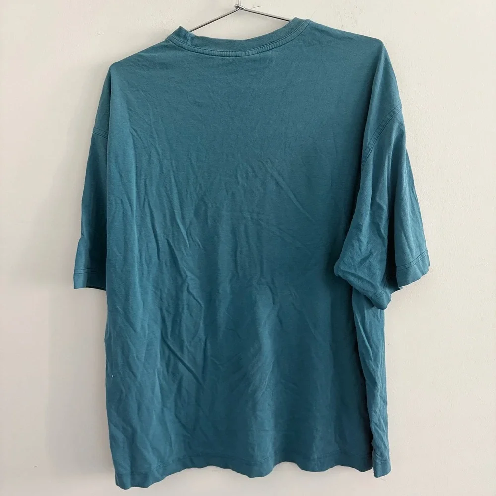 Vintage Levis Authentic Jeanswear Mens Large Teal Blue Embroidered T-Shirt
